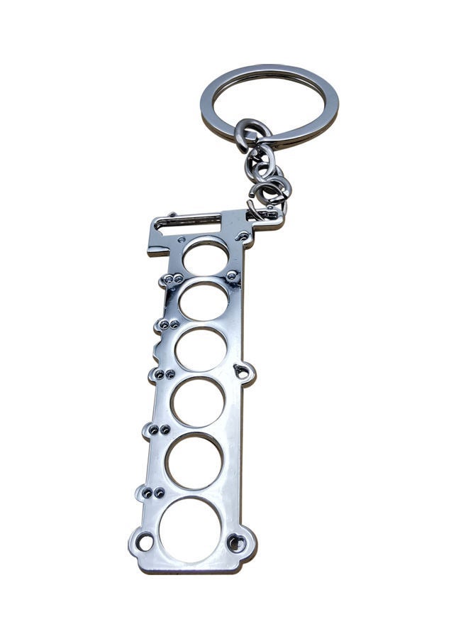 NIBEMINENT 6 Cylinder Head Engine Key Chain Silver - Image 3
