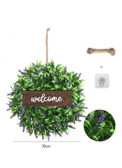 Y&D Welcome Sign with Wreaths Rustic Front Door Decor Wood Hanging Artificial Eucalyptus Farmhouse Porch Decorations for Home Wedding Gift 