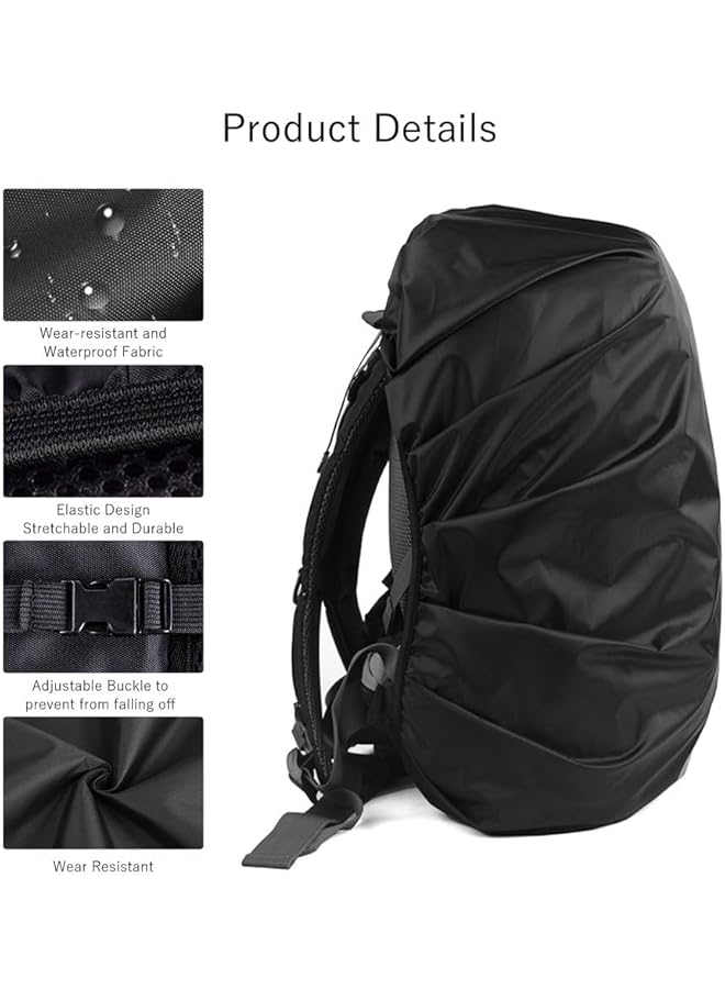 Generic 2Pcs Waterproof Rain Cover For Backpack Reflective Rainproof Protector For Anti Dust And Anti Theft M 30L 40L Black  - Image 5