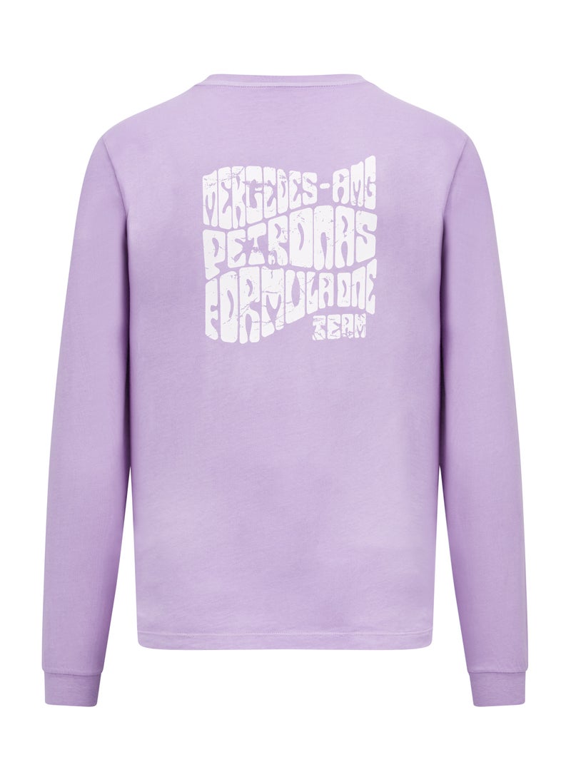 AMG Petronas Formula 1 Team - Mercedes AMG F1 Mens LS Retro Lilac Longsleeve T-shirt - Image 1