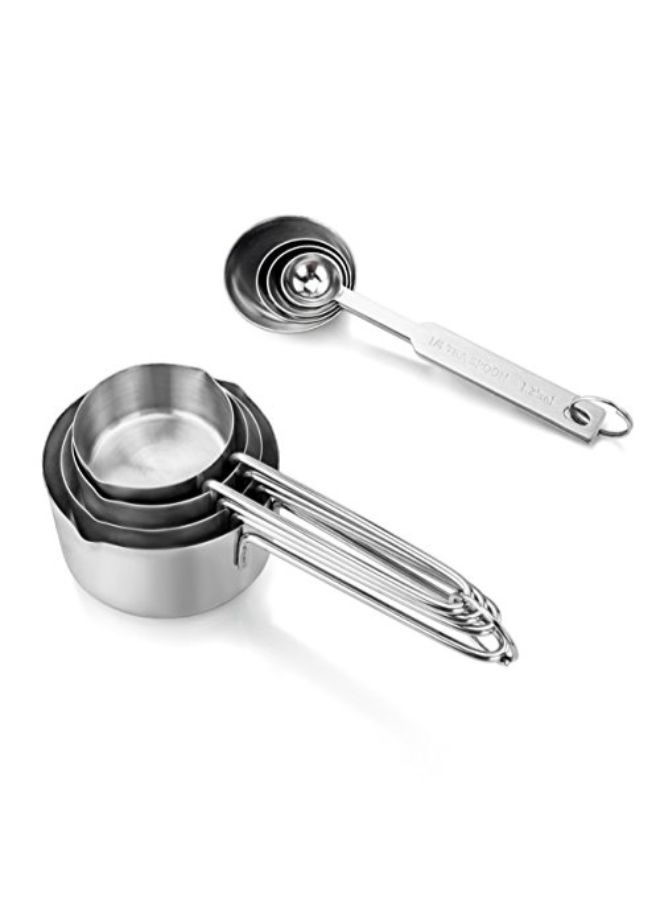 8-Piece Measuring Spoon And Measuring Cup Set Silver 500grams - Image 3