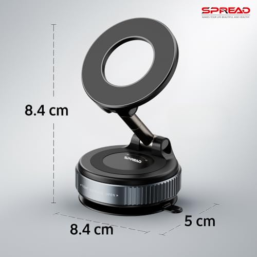 SPREAD Magnetic Mobile Phone Stand with Strong Magnets | 3-Axis Adjustable Arm | Heavy Duty Suction Mount | Universal Holder for Desk, Wall, Car & Gym – Black - Image 4