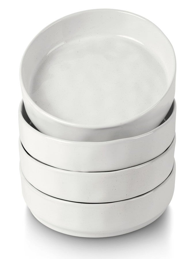 LIANYU Wide Shallow Pasta Bowls Set of 4, Deep Dinner Salad Plates, 8.25" Large Ceramic Serving Bowls Plates, Microwave & Dishwasher Safe, Polar White - Image 1