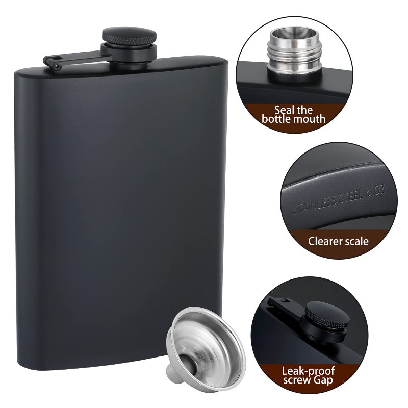 Balabala Hip Flasks For Liquor For Men Women 12 Pcs 8Oz Matte Black Stainless Steel Flask With 12 Pcs Funnels For Wedding Party Groomsman Bridesmaid Birthdays Gift - Image 3