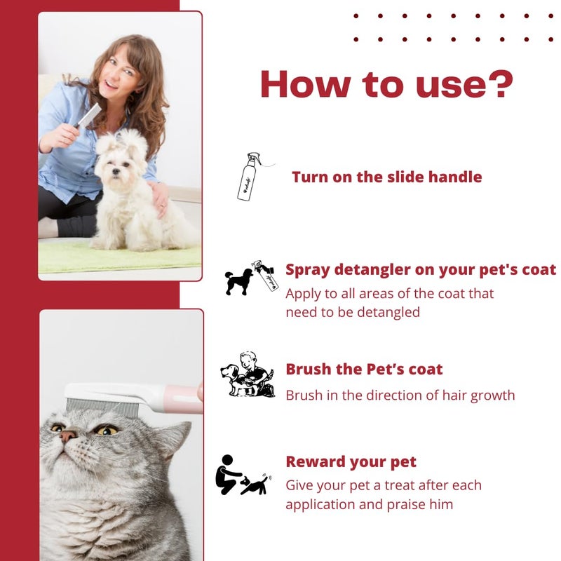 VetSafe Detangler Spray for Dogs & Cats – 200 ml | Easy Coat Detangling & Grooming Spray | Smooth, Shiny & Knot-Free Fur - Image 2