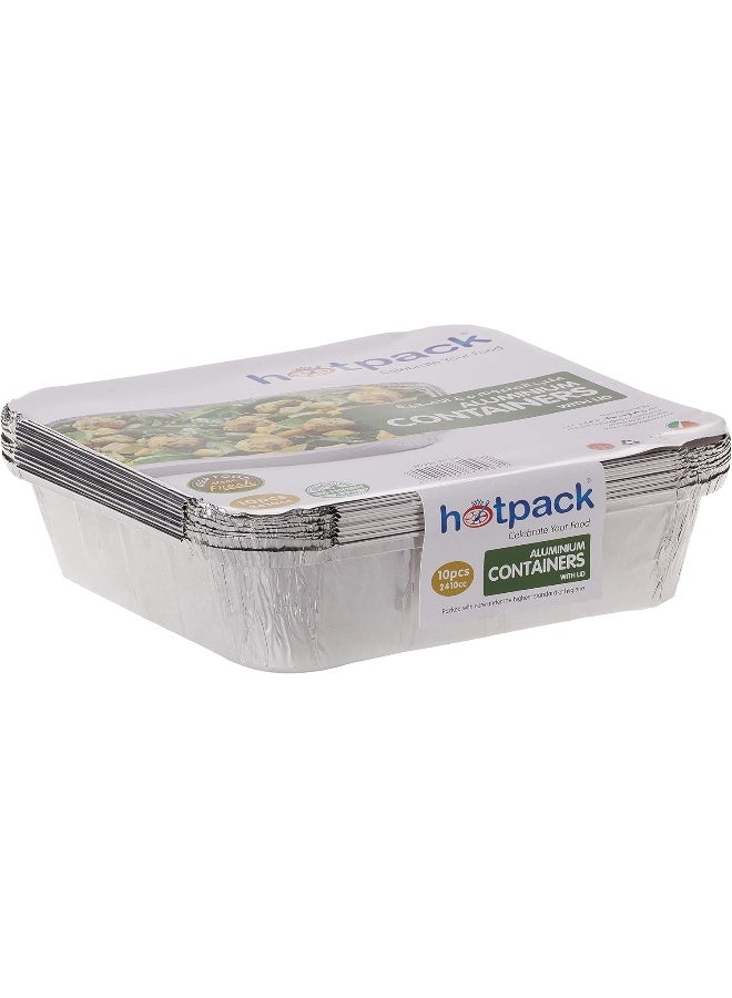 Hotpack حاوية ألومنيوم لتخزين الطعام القابل للتصرف من هوت باك سعة 2410 مل مع غطاء 10 قطع  - Image 1