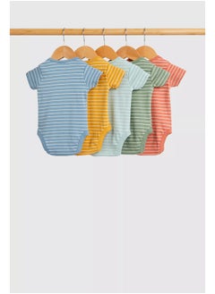 mothercare Striped Short-Sleeved Bodysuits - 5 Pack  - Image 2