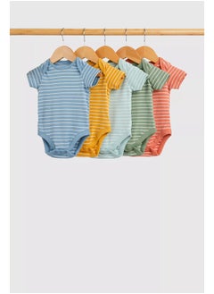 mothercare Striped Short-Sleeved Bodysuits - 5 Pack  - Image 1