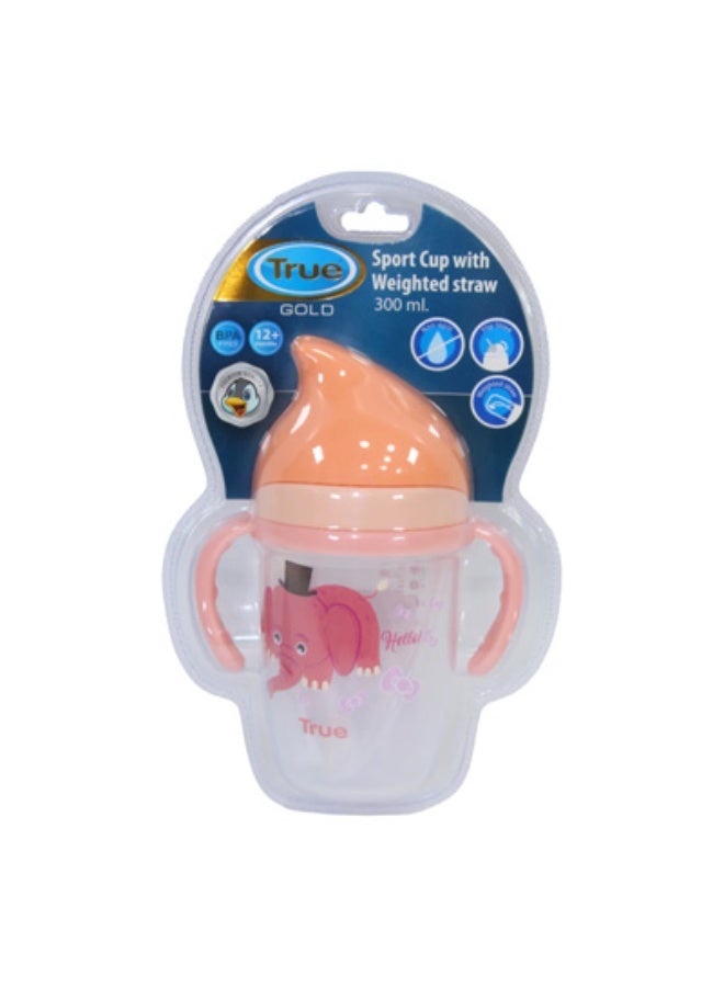 True Gold Sport Cup with Weighted Straw 300ml Pink 12m+ - Image 1