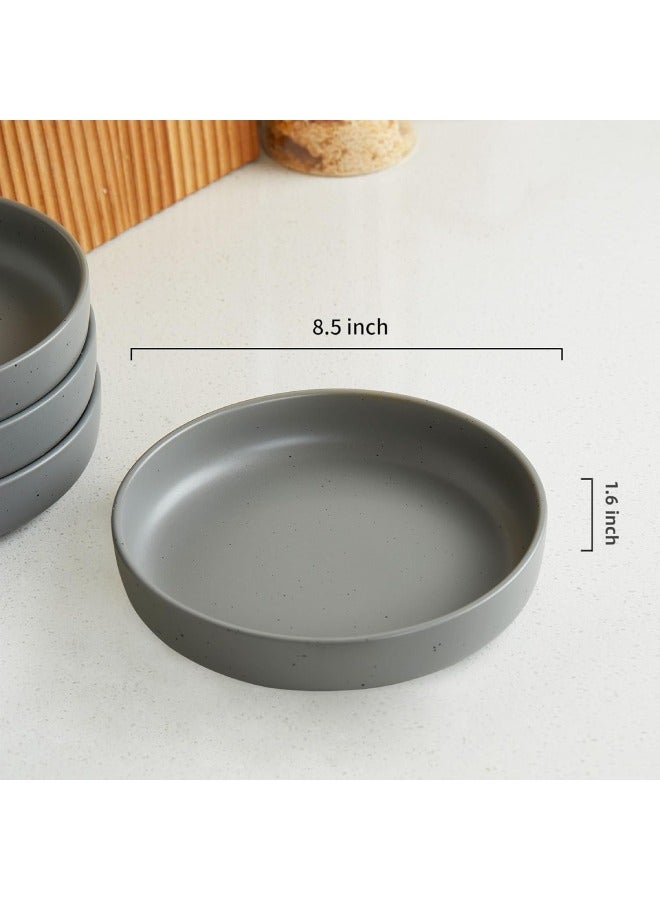 Famiware Dawn 4 Piece Stoneware Pasta Bowls Set in 8.7 inches, 34oz Serving Bowl for Pasta, Salad, Noodles, Scratch Resistant, Microwave & Dishwasher Safe, Dark Grey  - Image 3