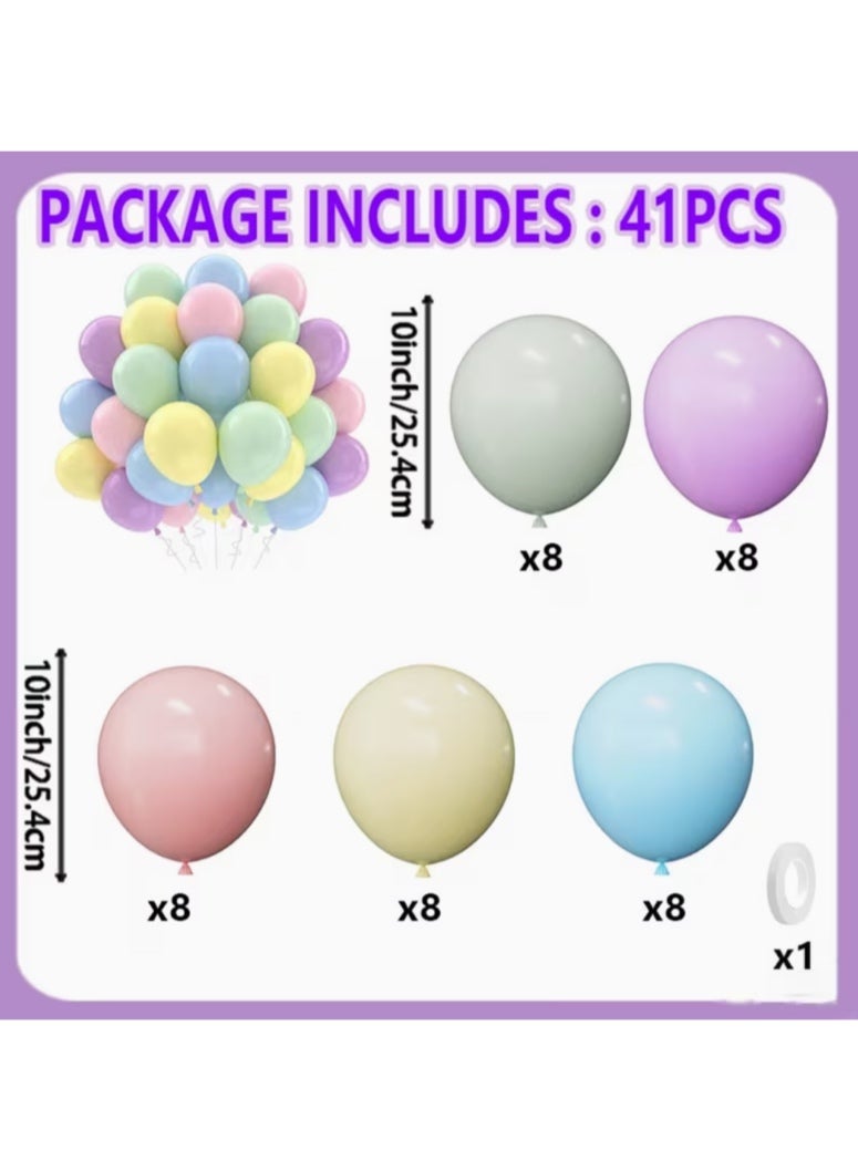 41pcs Colorful Birthday Themed Party Balloons Suit, Including Maca Pink Maca Yellow Maca Blue Maca Purple Balloons for Decorating Girl's Birthday Party - Image 3