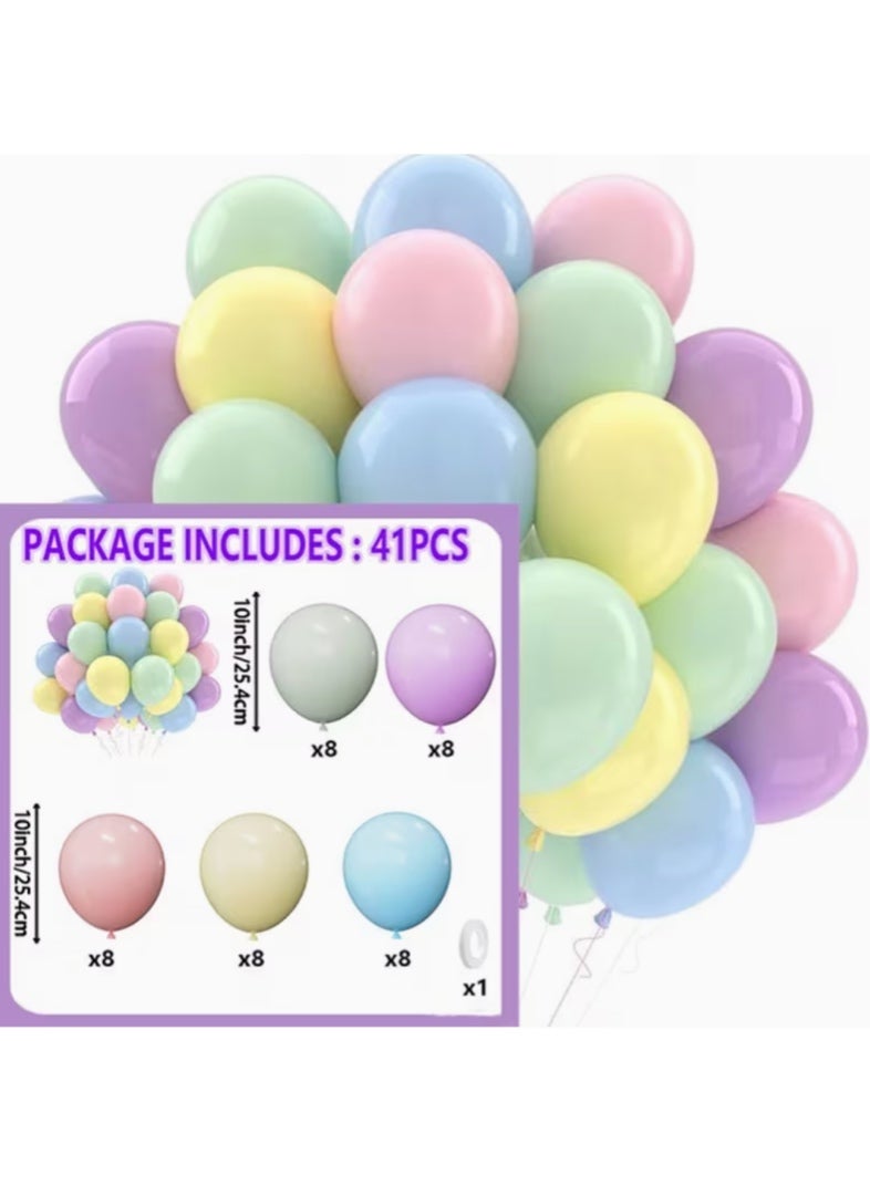 41pcs Colorful Birthday Themed Party Balloons Suit, Including Maca Pink Maca Yellow Maca Blue Maca Purple Balloons for Decorating Girl's Birthday Party - Image 2