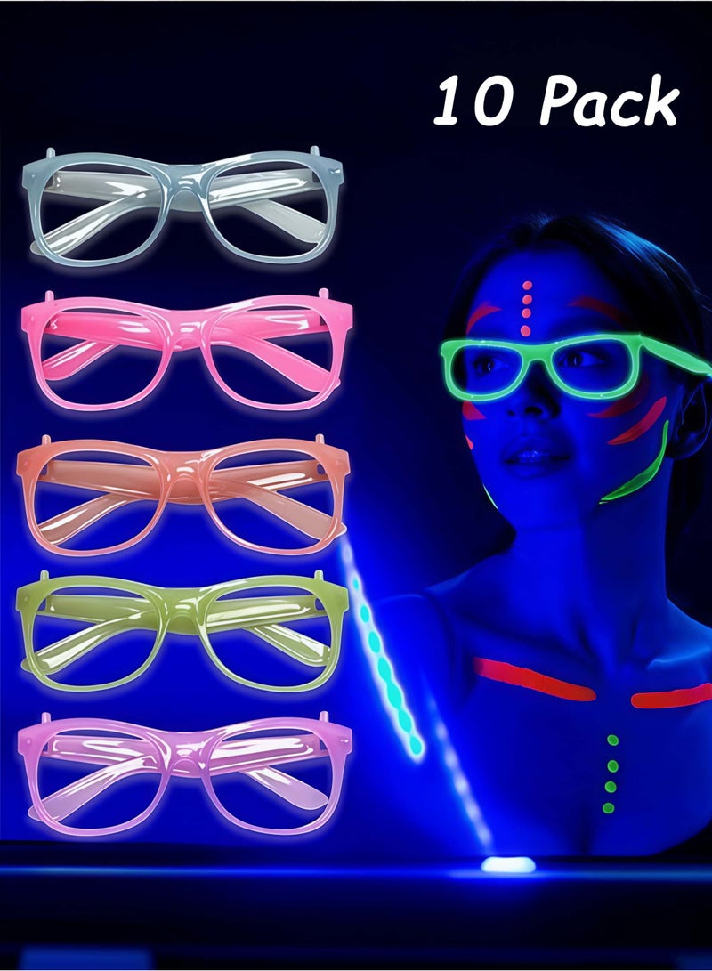 10 Pack Neon Glow Glasses Party Glasses Glow in The Dark UV Black Light Birthday Wedding Decorations Golw Party Supplies - Image 1