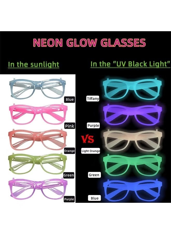 10 Pack Neon Glow Glasses Party Glasses Glow in The Dark UV Black Light Birthday Wedding Decorations Golw Party Supplies - Image 4