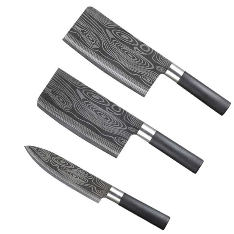 Damascus Kitchen Knife Set, Household Chef Knives Combo, Stainless Steel Slicing & Cleaver Knives - Image 1