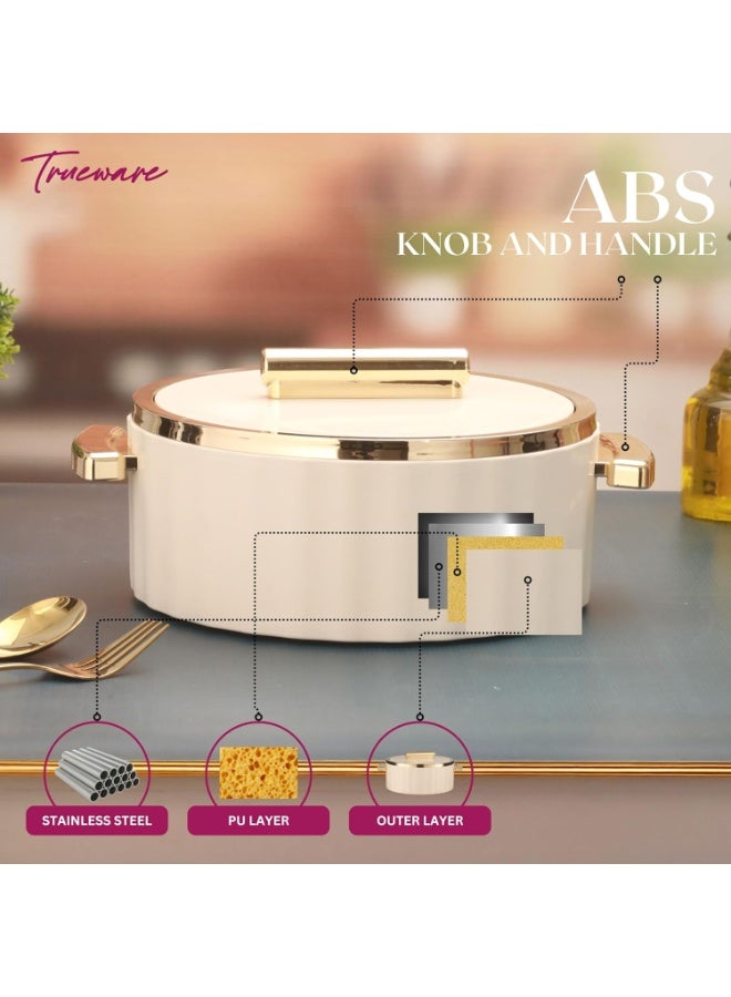 Trueware طقم أواني طهي ترووير ستيرلينج | خالٍ من مادة BPA | مزود بغطاء ومقبض | يحافظ على الطعام ساخنًا وطازجًا لساعات طويلة | مناسب للشاباتي، والروتي، والبرياني، والبلو، وغيرها (أبيض كريمي، 2000، 2500، و3500 مل) - Image 2