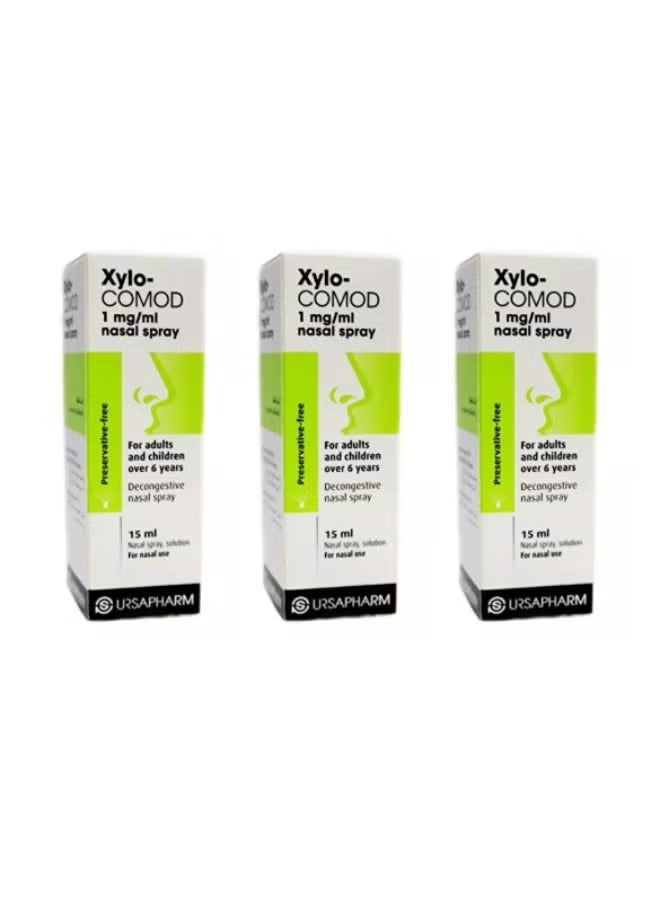 Xylo-Comod Nasal Spray 15ml (Pack of 3) – Fast Relief from Nasal Congestion & Blocked Nose