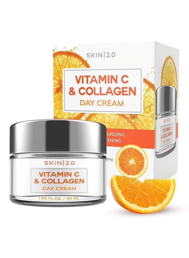 سكين 2.0 فيتامين C والكولاجين، مرطب يومي للوجه مضاد للشيخوخة، كريم نهاري لشد البشرة، كريم نهاري لتفتيح البشرة، خالي من القسوة، للعناية بالبشرة الكورية لجميع أنواع البشرة، 1.69 أونصة سائلة. أوز - Image 1