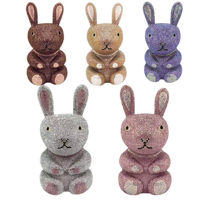 Rabbit Crystal Bag New Rabbit Diamond Dinner Bag Party Banquet Rhinestone Handbag For Women - Image 2