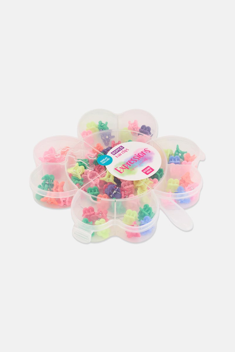 Expressions Kids Girl 80 Pieces Mini Claw Clips, Multicolor - Image 2