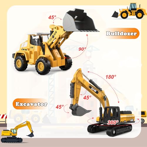 Unimoly Alloy DieCast Construction Vehicles Toys Set wSemi Truck Excavator Bulldozer Real Lights Sounds Movable Parts Learning Toys Gift for 37 Year Old Boys Girls - Image 5