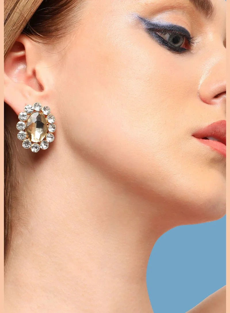 SOHI Gold Plated Party Designer Stone Stud For Women