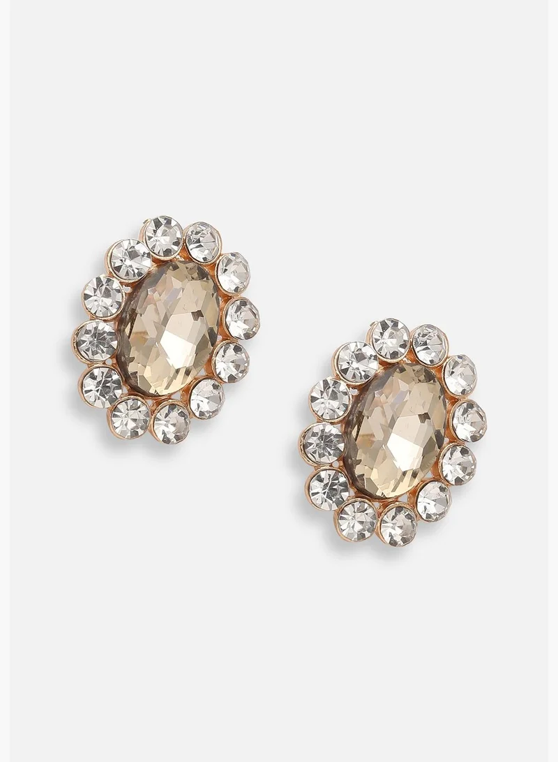 SOHI Gold Plated Party Designer Stone Stud For Women