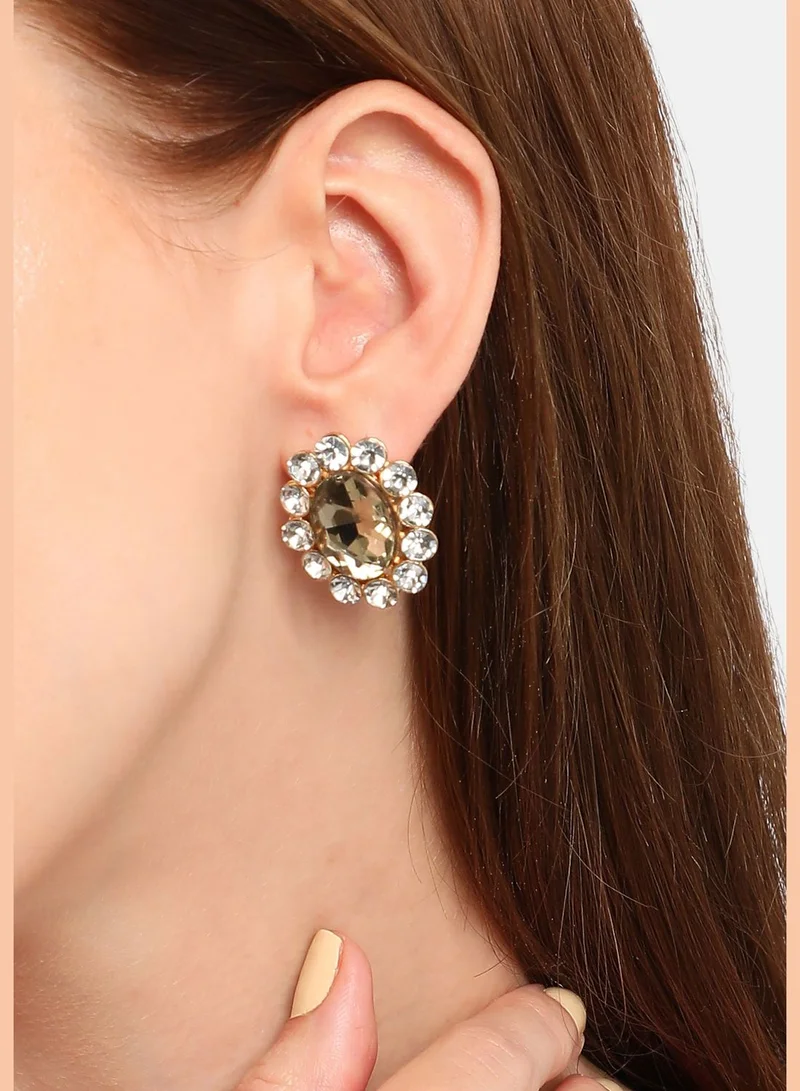 SOHI Gold Plated Party Designer Stone Stud For Women