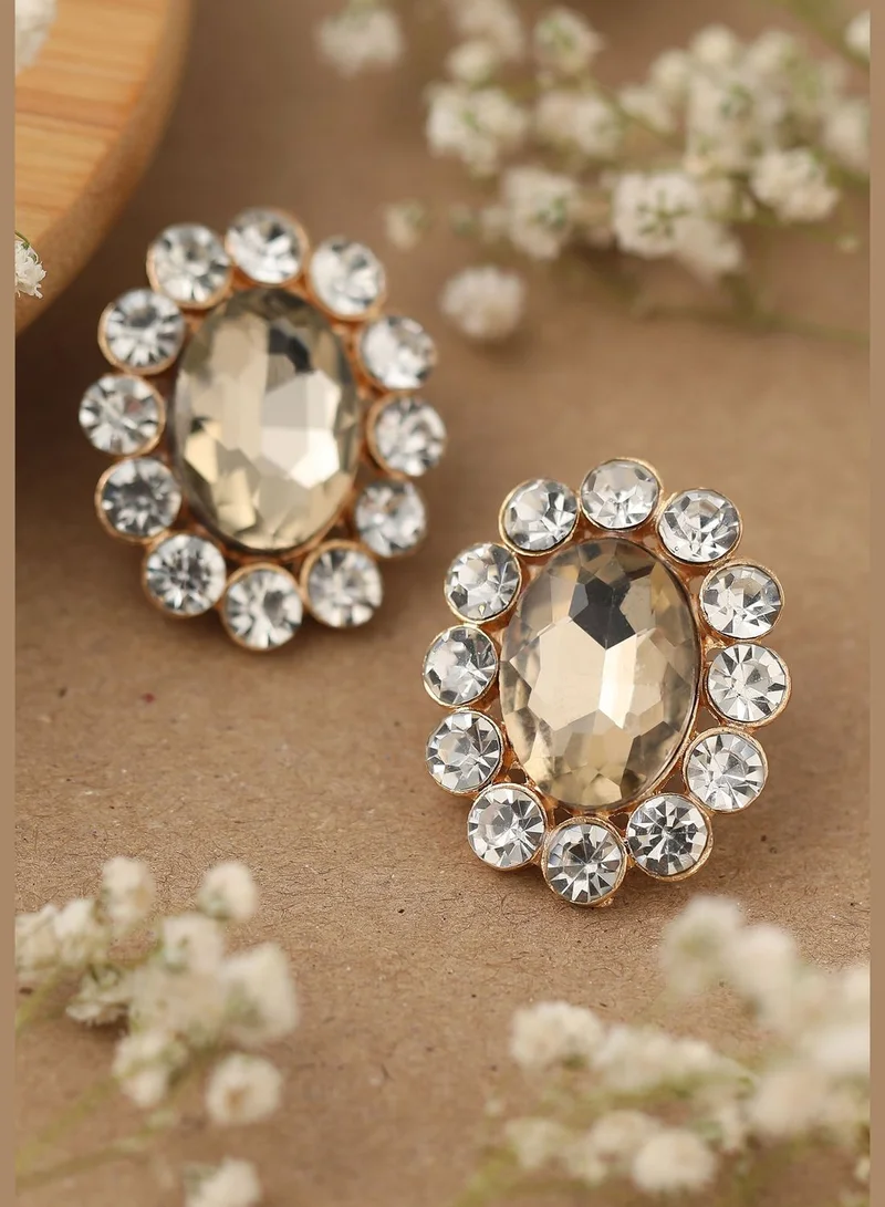 SOHI Gold Plated Party Designer Stone Stud For Women