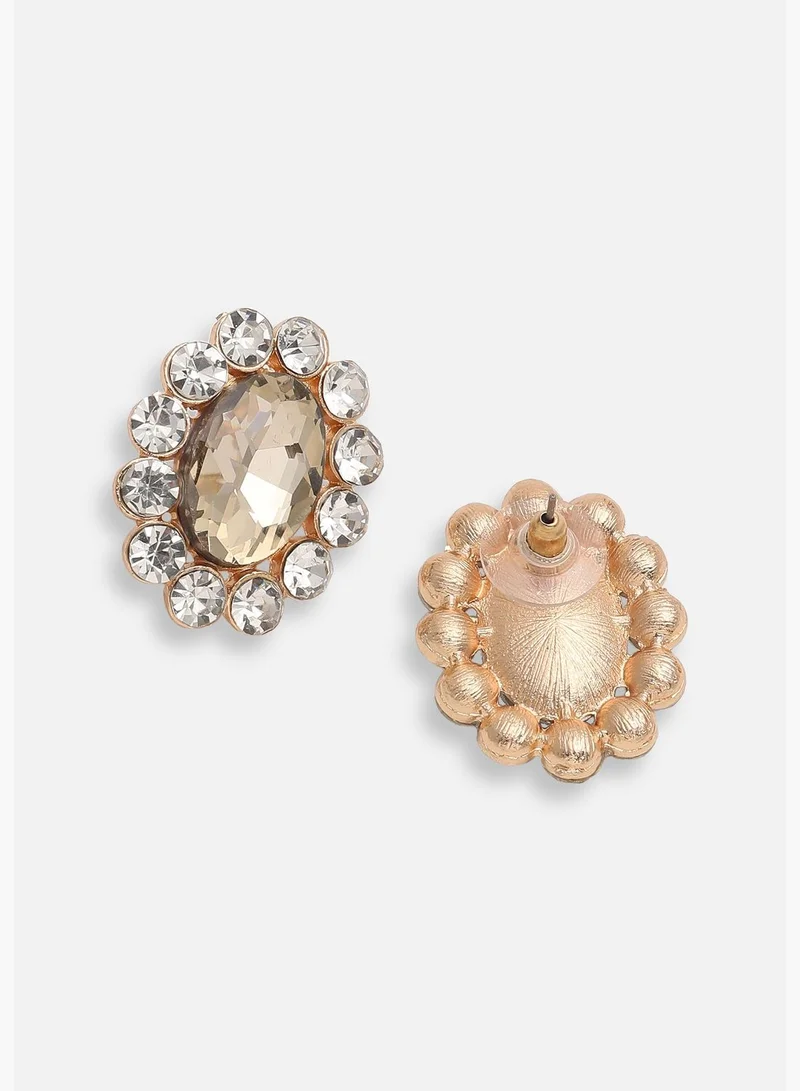 SOHI Gold Plated Party Designer Stone Stud For Women
