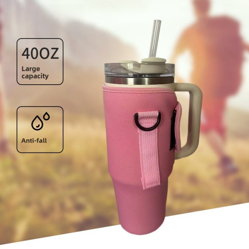 Car Cup Holder: Durable Cloth Cup Holder for Car, Portable Lightweight Drink Holder for On-The-Go, Versatile Eco-Friendly Cup Stand with Pink Design - Image 2