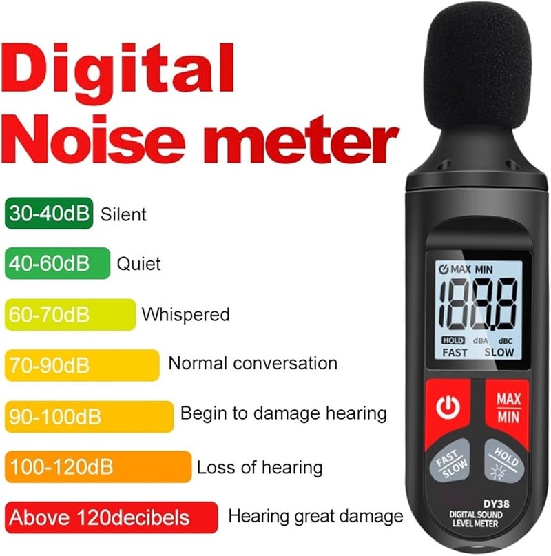 مقياس مستوى الصوت الرقمي الصغير أداة قياس الضوضاء 30-130 ديسيبل مراقب الديسيبل DY38 - Image 2