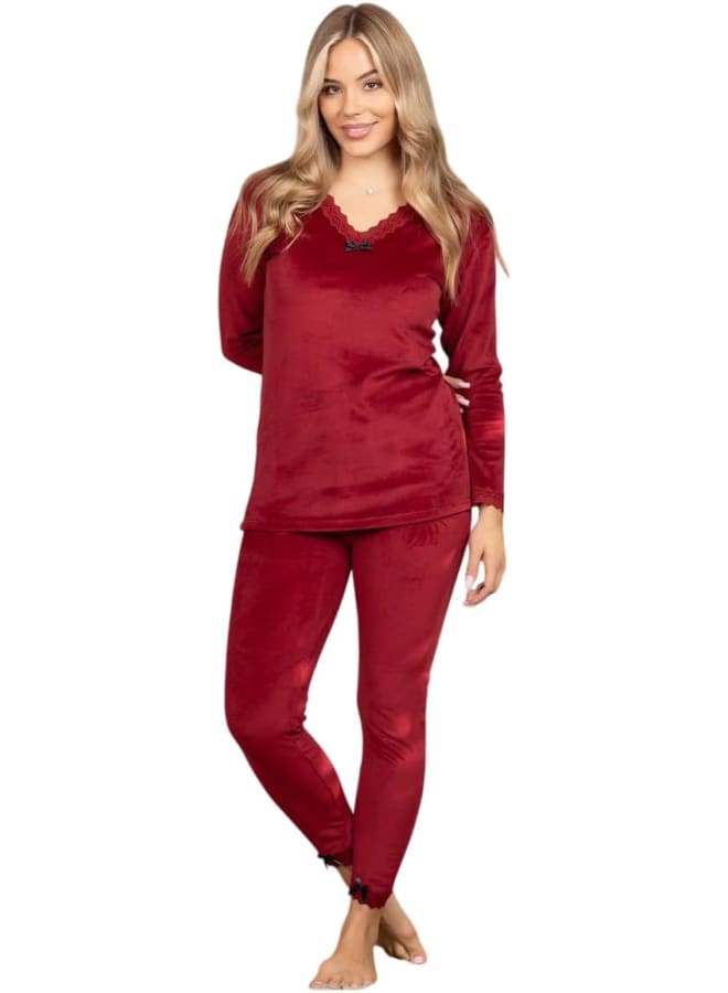 Womens two-piece velvet lycra pajamas - Image 1