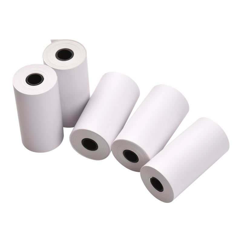 لفائف الورم الحراري: 5 فائف مقاس 57*30 مم، الحفاظ على الطباعة لمدة 10 سنوات، طباعة سلسة وواضحة - مقاوم للماء والمواد الزيتية والاحتكاك، ورم إيصالات لأجهزة الطباعة الحرارية المصغرة، للاستخدام في المنزل والمكتب والدراسة - Image 2