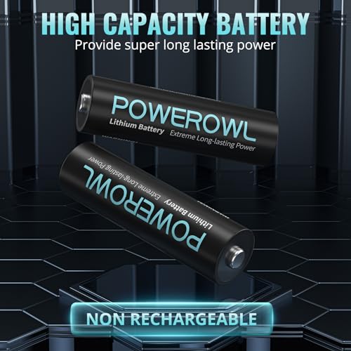 POWEROWL بطاريات ليثيوم POWEROWL AA 16 حزمة، سعة عالية 1.5 فولت بطارية مزدوجة A طاقة تدوم طويلاً للأجهزة عالية التقنية - Image 2