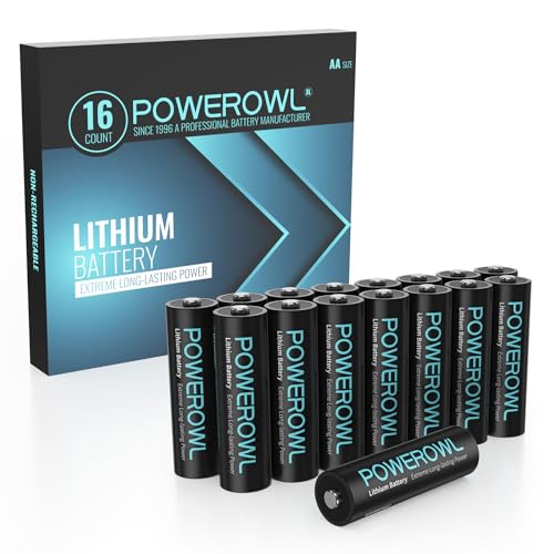 POWEROWL بطاريات ليثيوم POWEROWL AA 16 حزمة، سعة عالية 1.5 فولت بطارية مزدوجة A طاقة تدوم طويلاً للأجهزة عالية التقنية - Image 1