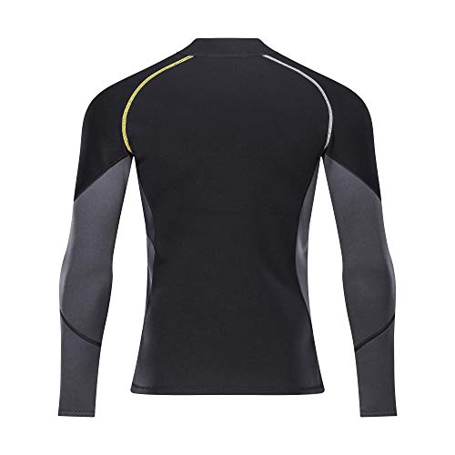 ZCCO Wetsuit Top Men's 1.5mm Neoprene Wetsuits Jacket,Front Zipper Long Sleeves Diving Suit for Swimming,Diving,Snorkeling,Scuba,Surfing (1.5MM-Black, XXX-Large) - Image 3