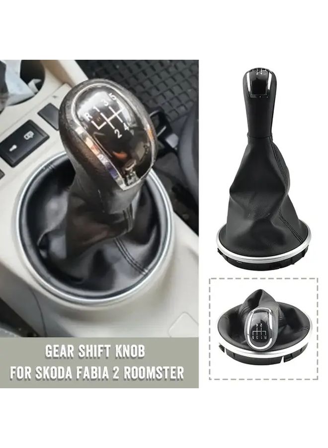 For Skoda Fabia 2 2007-2010 Roomster 2006-2010 5 Speed Gear Shift Knob With PU Leather Boot Cover - Image 1