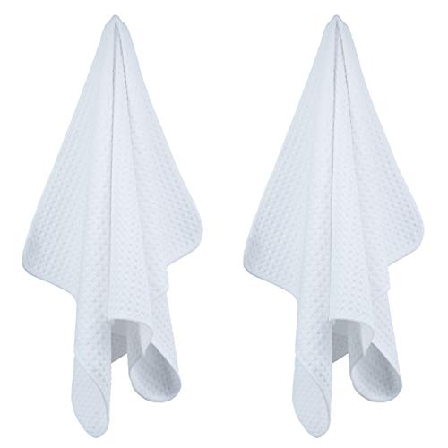 POLYTE Ultra Premium Microfiber Kitchen Dish Hand Towel Waffle Weave, 8 Pack (16x28 in, White) - Image 2