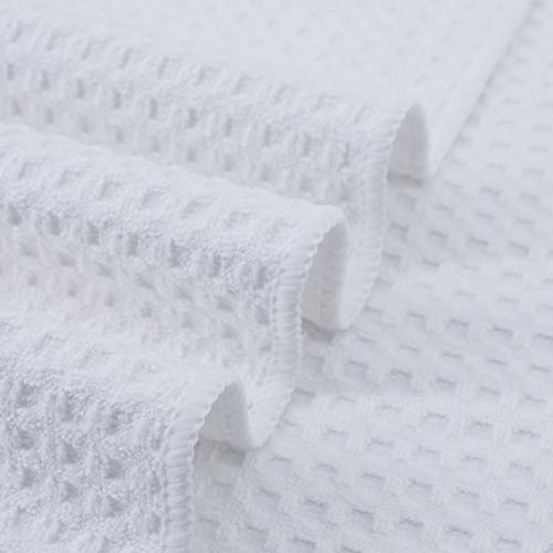POLYTE Ultra Premium Microfiber Kitchen Dish Hand Towel Waffle Weave, 8 Pack (16x28 in, White) - Image 3