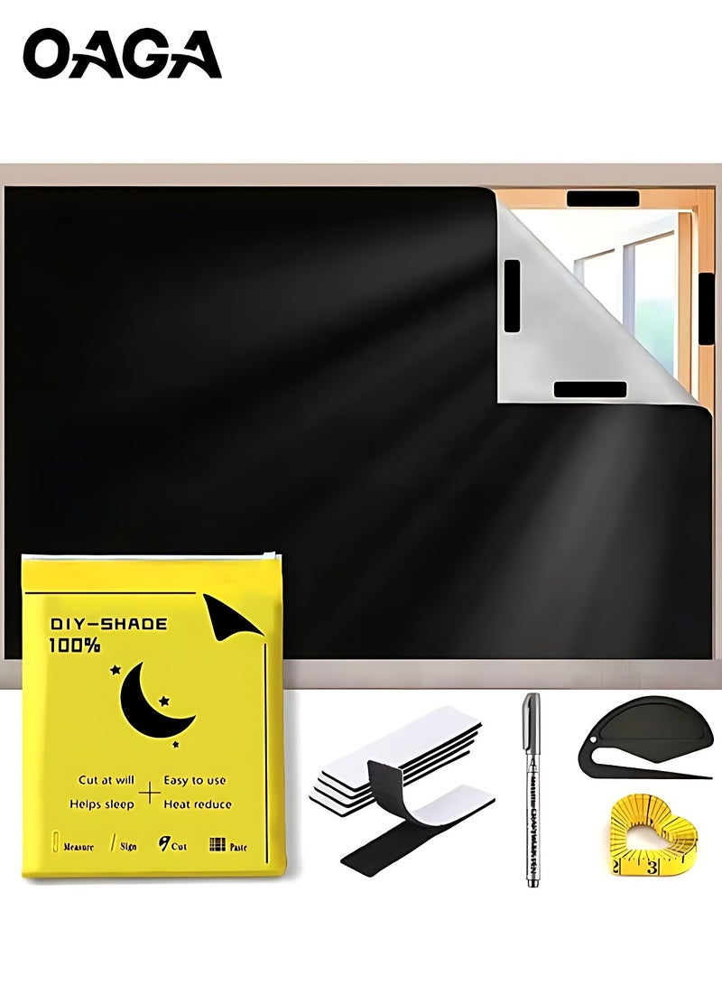 أوجا ستائر حاجبة للضوء محمولة، ستائر معتمة للغرف والمعيشة والحمامات والعلية بعرض 145 سم وطول 100 سم، يمكن تركيبها بطريقة DIY باستخدام قاطع وفيلكرو ومسطرة - Image 1