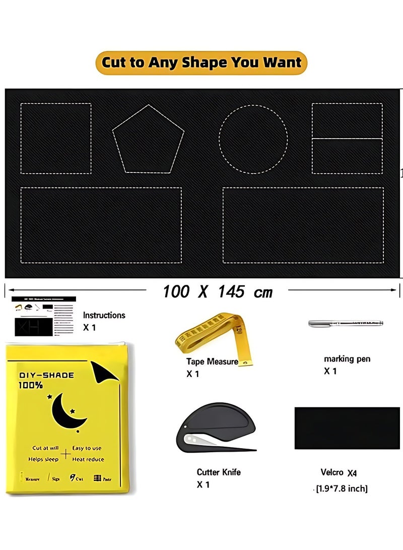أوجا ستائر حاجبة للضوء محمولة، ستائر معتمة للغرف والمعيشة والحمامات والعلية بعرض 145 سم وطول 100 سم، يمكن تركيبها بطريقة DIY باستخدام قاطع وفيلكرو ومسطرة - Image 4