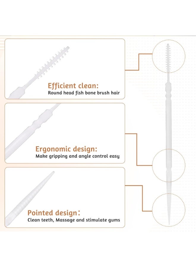 200-Piece Food-Grade Toothpicks, 2-in-1 Double-Head Interdental Brushes for Oral Care, Plastic Dental Floss for Effective Teeth Cleaning, White - Image 3