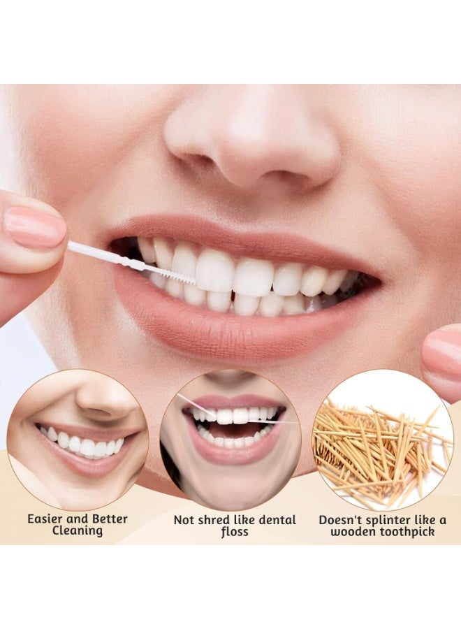 200-Piece Food-Grade Toothpicks, 2-in-1 Double-Head Interdental Brushes for Oral Care, Plastic Dental Floss for Effective Teeth Cleaning, White - Image 2
