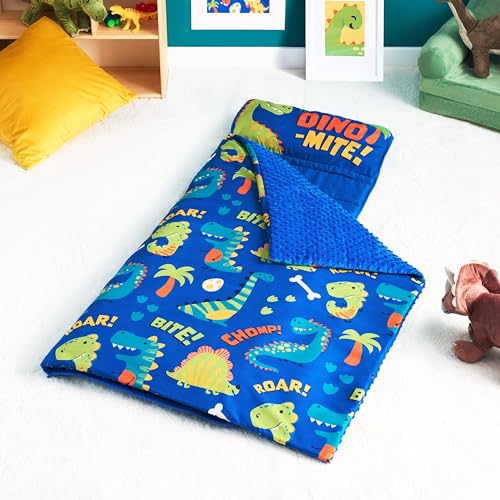 JOIEDOMI Toddler Sleeping Bag for Kids 55''x30'' Nap Mat with Removable Pillow and Minky Blanket for Toddler Ages 3-7 Roll Up Soft Kids Sleeping Bag for Boys Girls Kindergarten Daycare Sleepover - Image 2