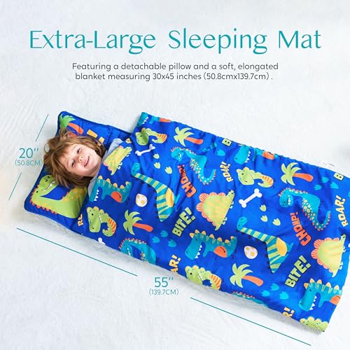 JOIEDOMI Toddler Sleeping Bag for Kids 55''x30'' Nap Mat with Removable Pillow and Minky Blanket for Toddler Ages 3-7 Roll Up Soft Kids Sleeping Bag for Boys Girls Kindergarten Daycare Sleepover - Image 3
