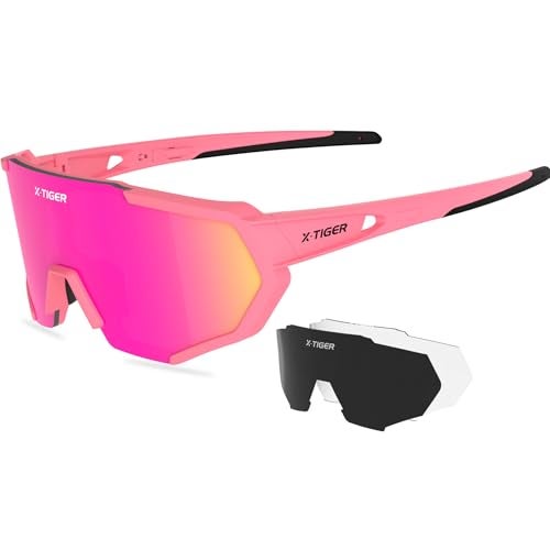 Xtiger X-TIGER Polarized Sports Sunglasses with 3 Interchangeable Lenses,Mens Womens Cycling Glasses,Baseball Running Fishing Golf Driving Sunglasses - Image 1