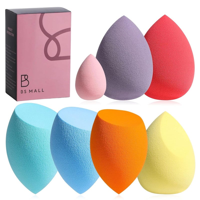 BS Mall Makeup Sponge Set BS-MALL 7 Pcs blender sponge for Liquid, Cream, and Powder, Multi-colored Makeup Sponges (B-7Color) - Image 1