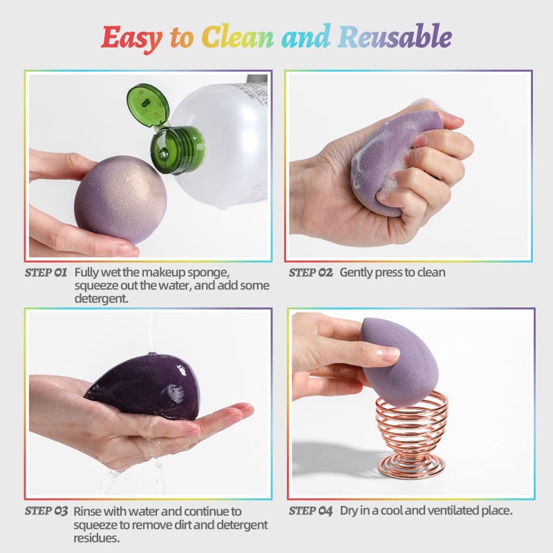 BS Mall Makeup Sponge Set BS-MALL 7 Pcs blender sponge for Liquid, Cream, and Powder, Multi-colored Makeup Sponges (B-7Color) - Image 5