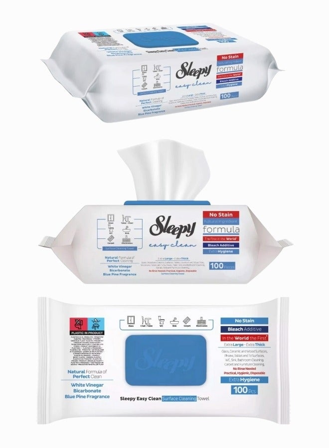 Sleepy Easy Clean Multi-Purpose Cleaning Wet Wipes, Bleach & Blue Pine Fragrance Additive 100 Wipes (For Cleaning Glass, Tables, WC, Sinks, Carpets, and Electronics) - Image 1